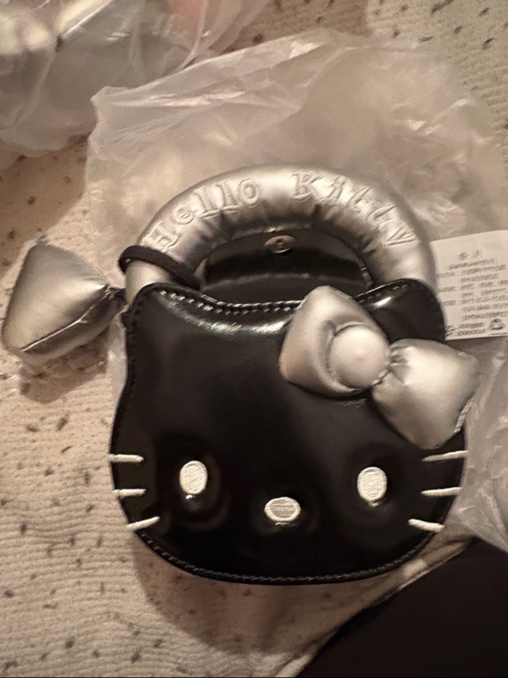 Hello Kitty Black & Silver women’s‎ Plush-crossbody bag